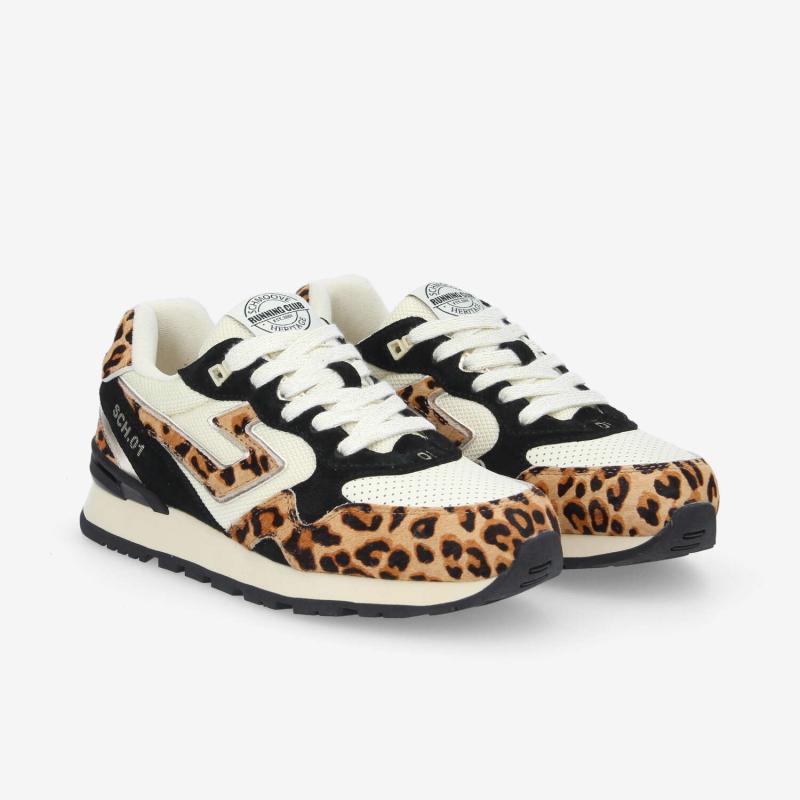 CAPE CODE RUNNER W - P.LEO/MESH/SUED -  LEOPARD/BLANC/NOIR